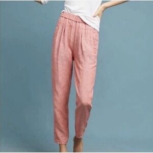 Anthropologie Longshore Cotton Cropped Pull On Pants Red Sunrise Orange Beach S